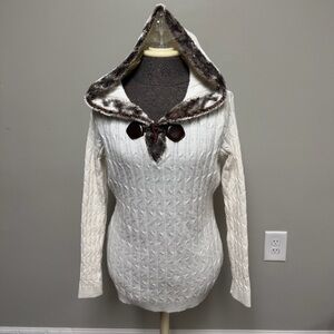 Y2k fur hooded sweater